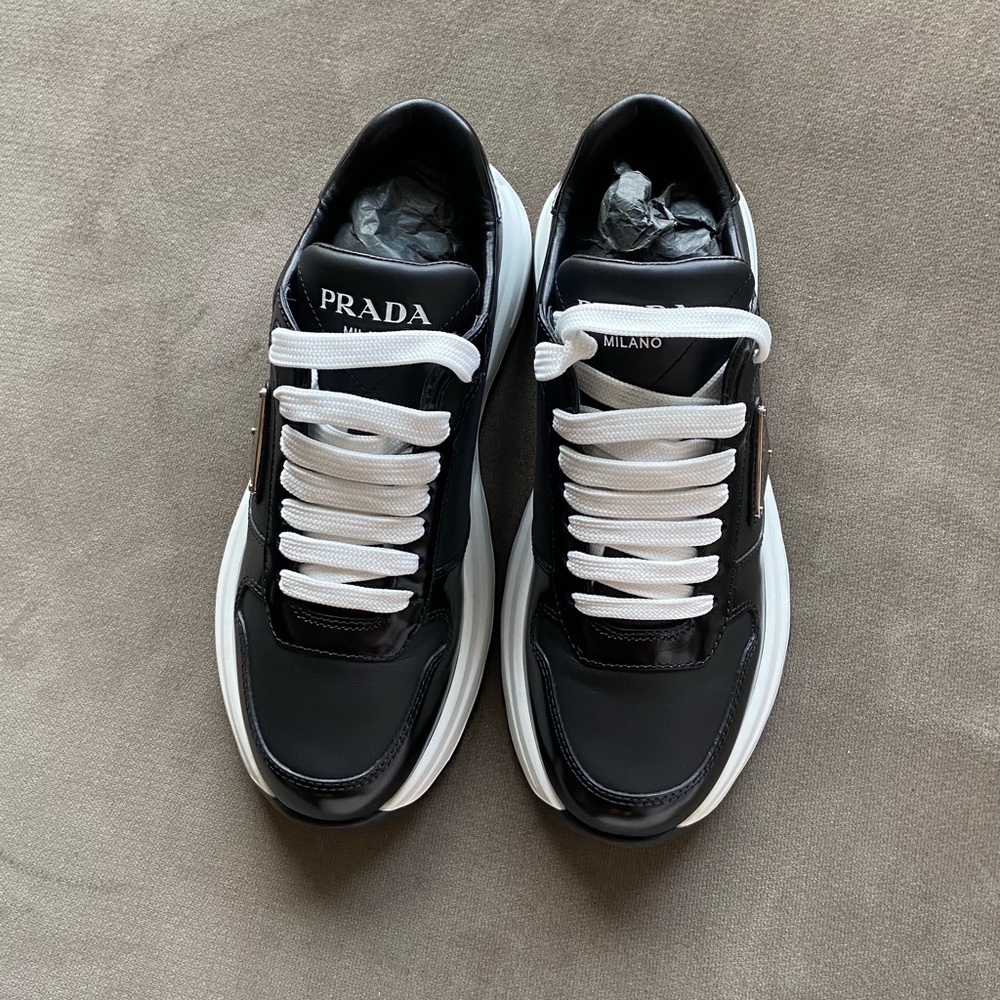 Prada Calzatire Donna Leather Lace-Up Sneakers - Picture 6 of 16